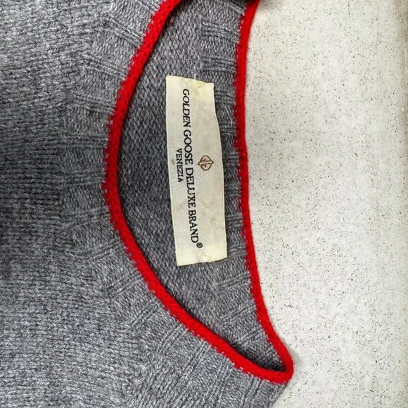 Golden Goose Deluxe Brand Men’s Wool Sweater – Gray with Red Trim (Size XL) - Picture 6 of 8